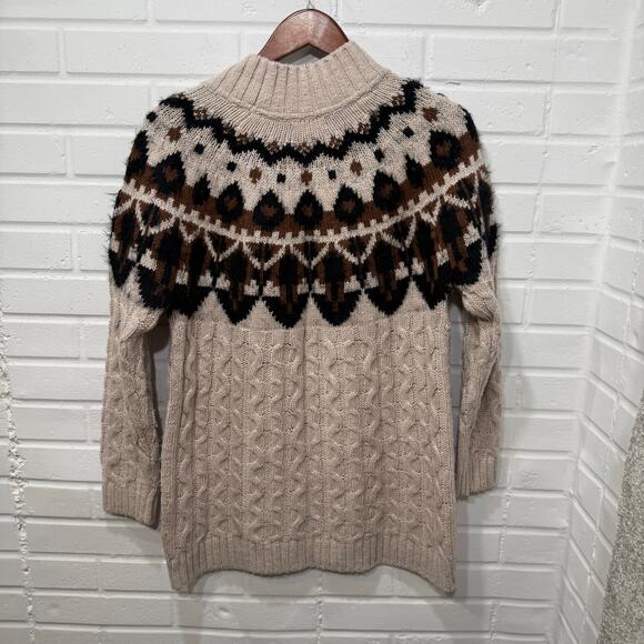 Fat Face Maddie Fair Isle Yoke Wool Blend Mock Neck Jumper Sweater Cableknit 6 - Picture 7 of 14